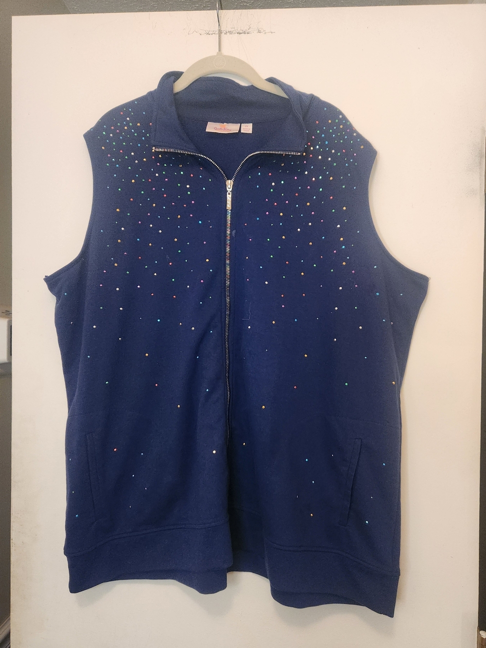 Quacker Factory Navy Sleeveless Mock Neck Vest 2X